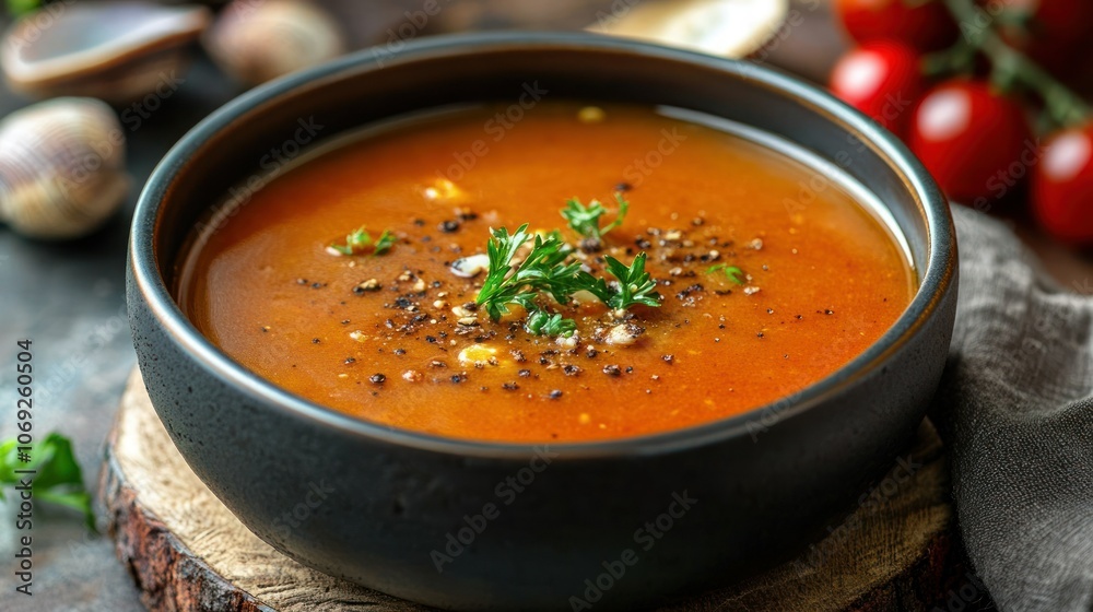 Close-up of a Bowl of Gazpacho Soup Close-up of a Bowl of Gazpacho Soup
