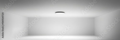 Wallpaper Mural シンプルでモダンな白い部屋の内観、天井に明るい照明がある静かなスペース Torontodigital.ca