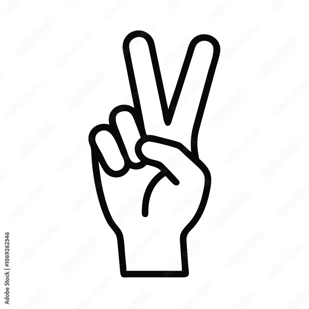 Black Outline Peace Hand Gesture Icon, Simple black outline of a hand making the peace or victory sign, ideal for minimalist designs and symbolic representations.
Black Outline Peace Hand Gesture Icon, Simple black outline of a hand making the peace or victory sign, ideal for minimalist designs and symbolic representations.