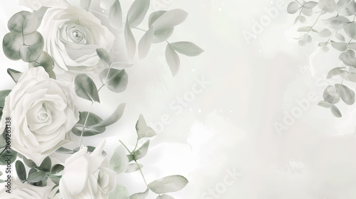 Wallpaper Mural watercolor white roses background Torontodigital.ca