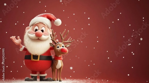 A funny Christmas card with Santa and a reindeer