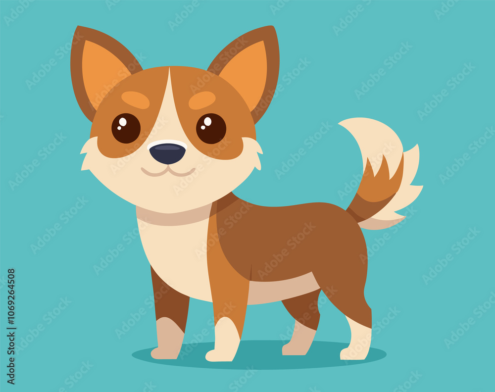 Fototapeta premium Cute baby dog with color background. Generative AI 