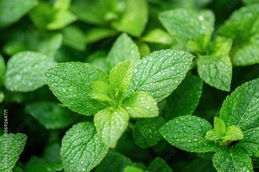 close-up of a lush green plant with dew drops on the leaves close-up of a lush green plant with dew drops on the leaves