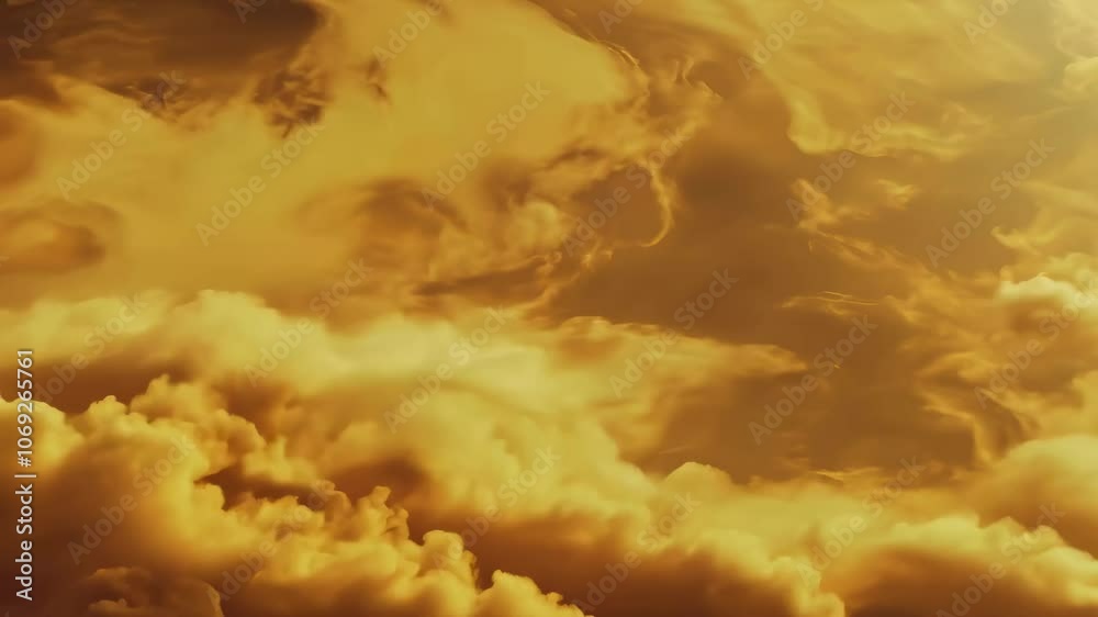 Close-up of a planter with thick, toxic clouds swirling in soft yellows and oranges. 3d design, abstract illustration. 