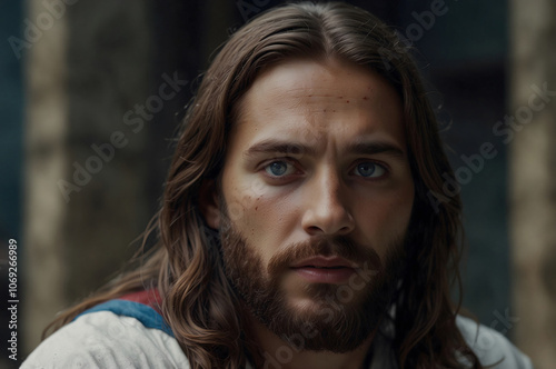 Jesus Christ portrait. A biblical story with a preacher.