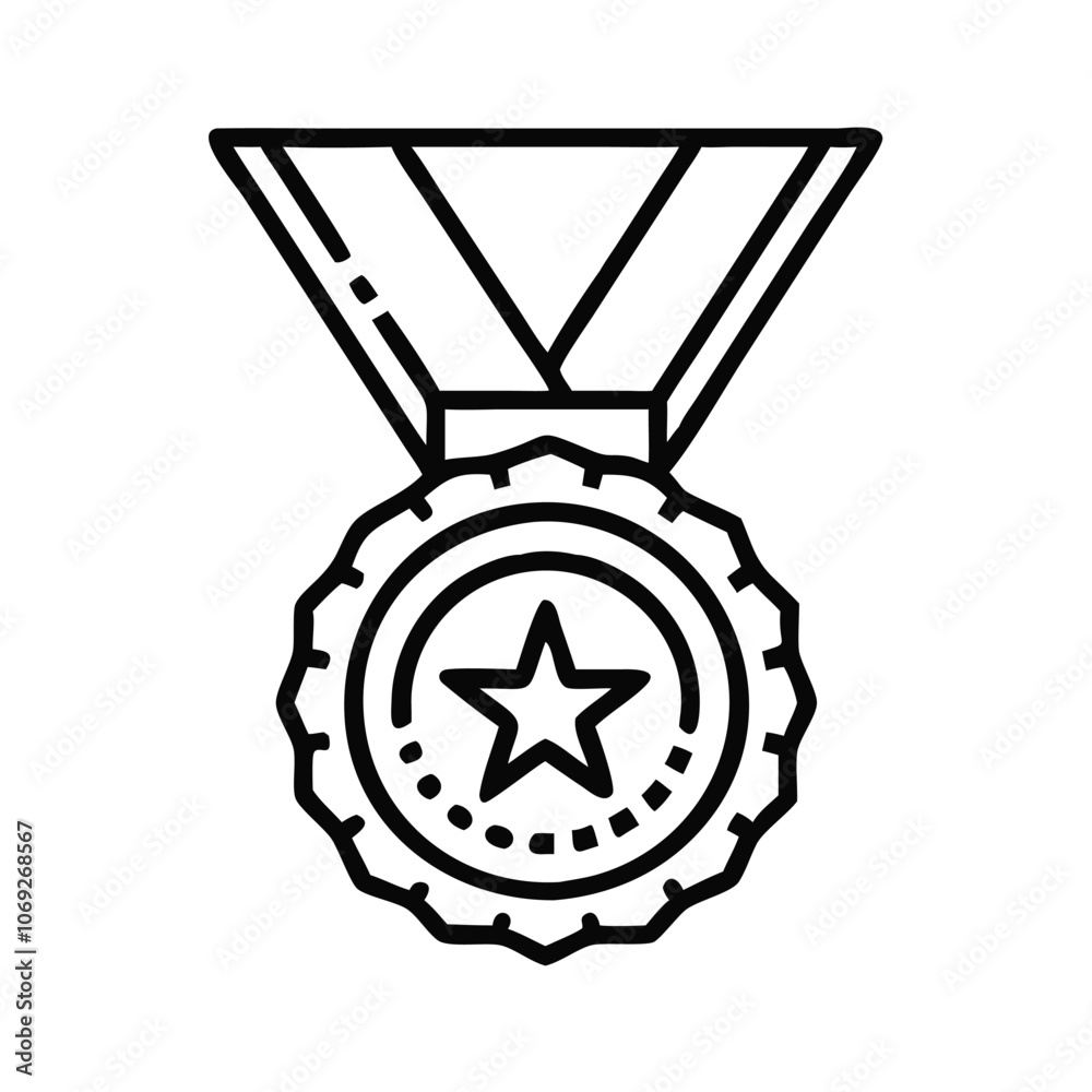 Black Outline Medal Icon with Star, Simple black outline icon of a medal with a star, symbolizing achievement, award, or success, ideal for recognition graphics.
Black Outline Medal Icon with Star, Simple black outline icon of a medal with a star, symbolizing achievement, award, or success, ideal for recognition graphics.