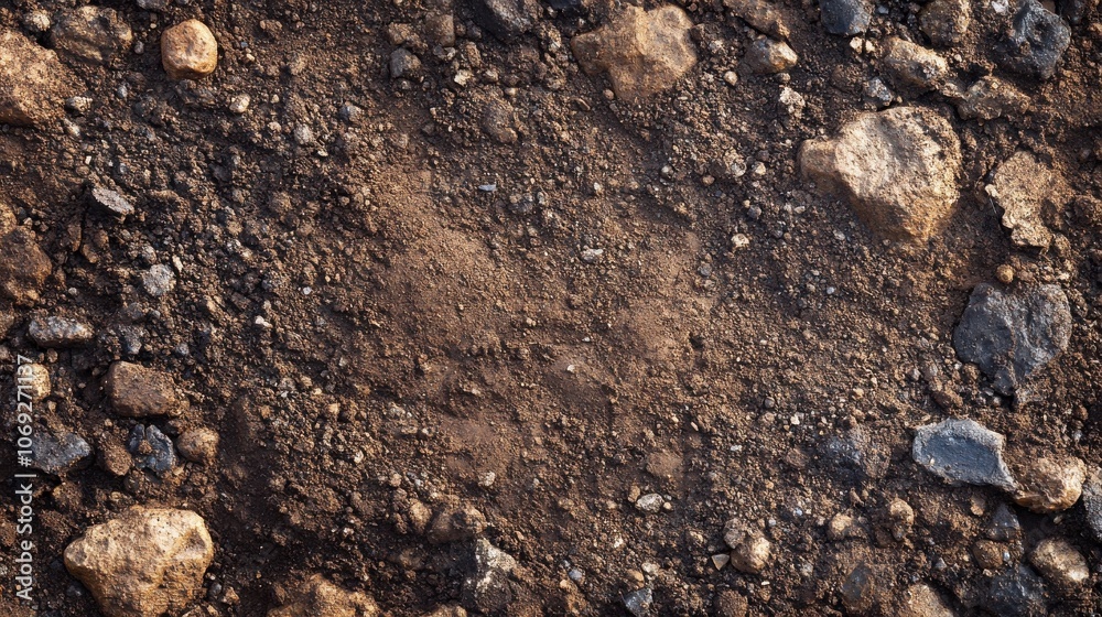 Design a textured close-up of compacted dirt, rich and earthy in color. Design a textured close-up of compacted dirt, rich and earthy in color.
