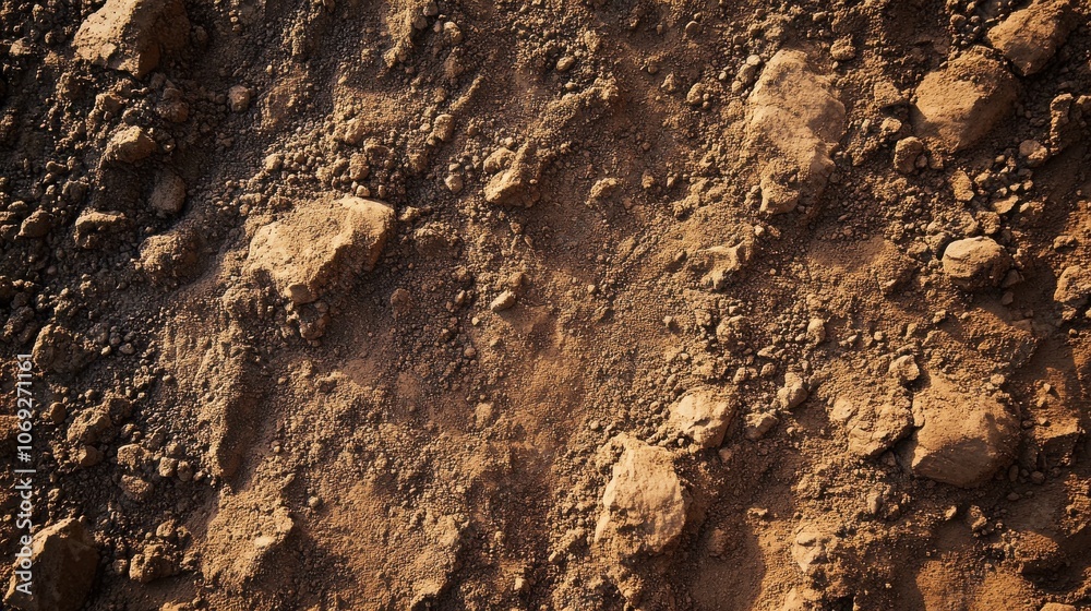 Design a textured close-up of compacted dirt, rich and earthy in color. Design a textured close-up of compacted dirt, rich and earthy in color.