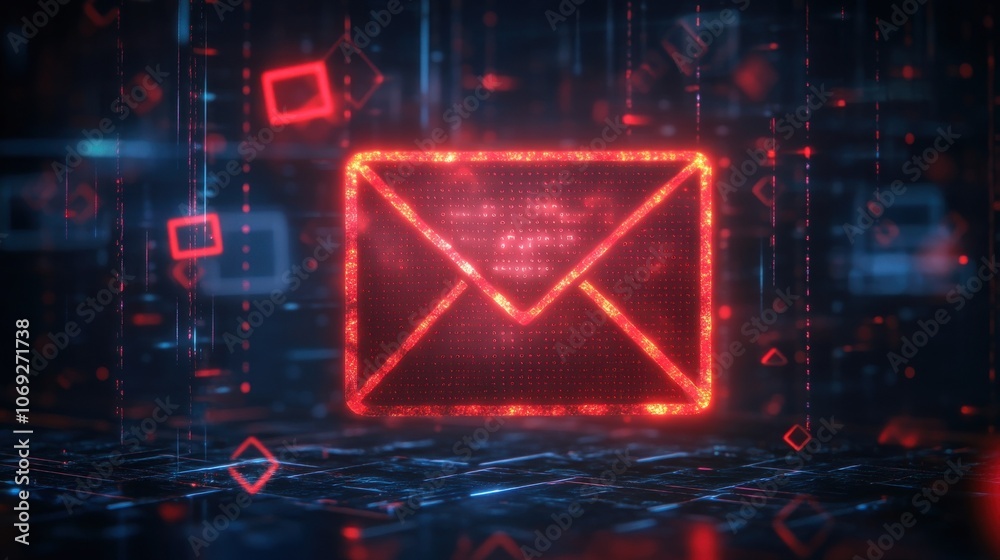 Digital envelope icon with a message alert Digital envelope icon with a message alert