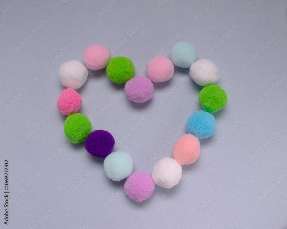 heart made of colorful fur balls heart made of colorful fur balls