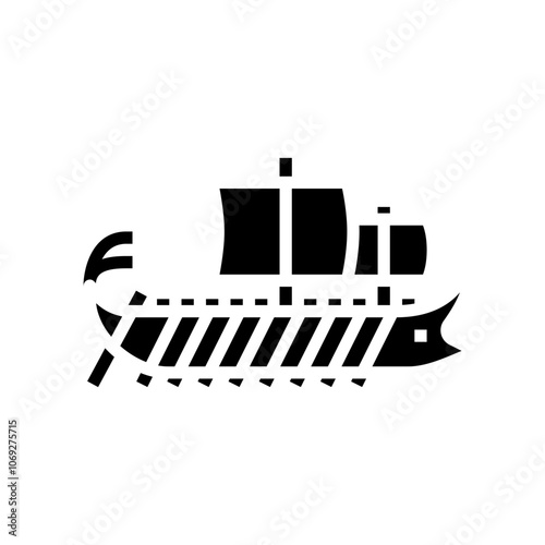 trireme ancient ship glyph icon vector. trireme ancient ship sign. isolated symbol illustration