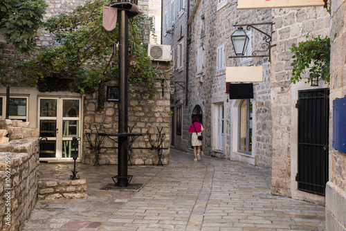 Fototapeta Naklejka Na Ścianę i Meble -  Budva Stone street in the old medieval town of mediterranean country