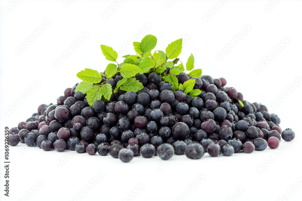 Blueberries in Small Pile on White Background - Juicy Ripe Blueberries Blueberries in Small Pile on White Background - Juicy Ripe Blueberries
