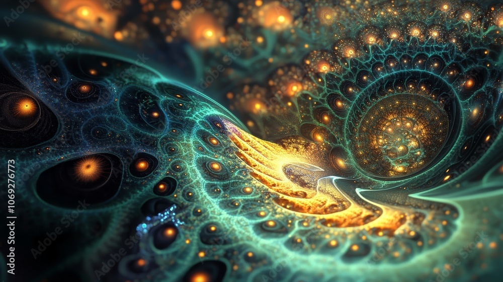An intricate fractal design, bursting with vivid colors of gold and blue, spirals within spirals, creating a mesmerizing visual feast for the senses. An intricate fractal design, bursting with vivid colors of gold and blue, spirals within spirals, creating a mesmerizing visual feast for the senses.