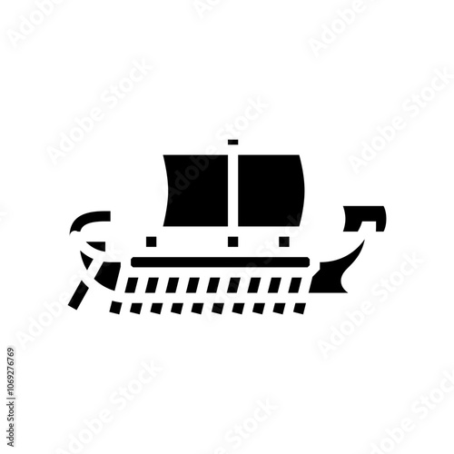 quinquereme ancient ship glyph icon vector. quinquereme ancient ship sign. isolated symbol illustration