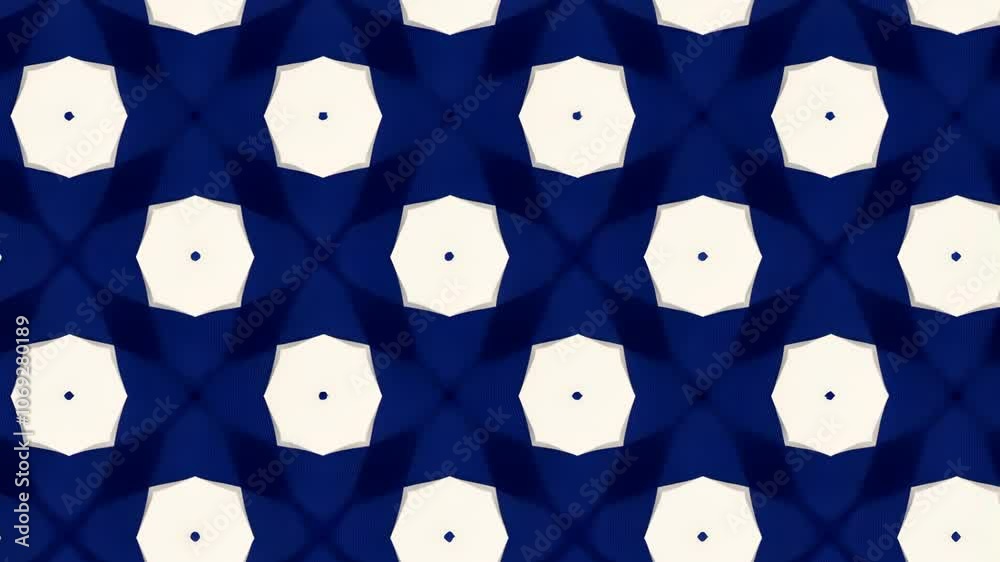 A repeating geometric pattern in shades of blue and white