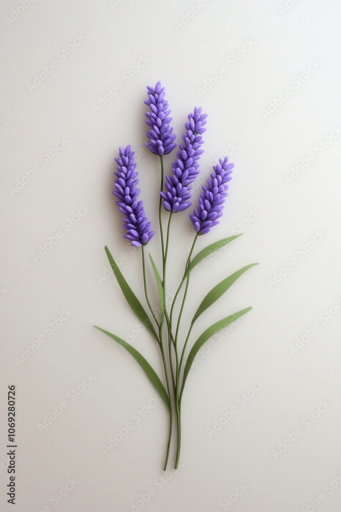 Obraz premium Vibrant purple lavender flowers on a plain background