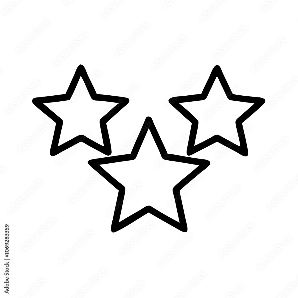 Three stars icon in simple outline style Three stars icon in simple outline style