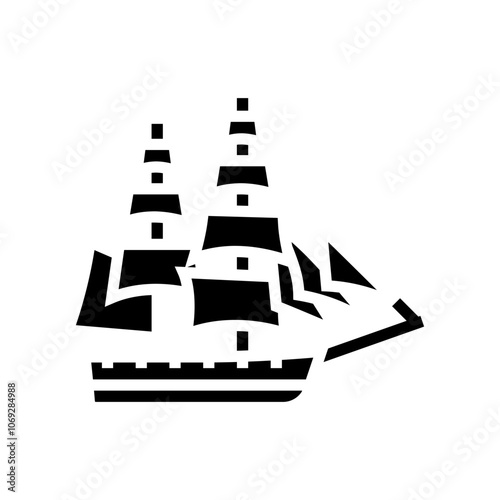 brigantine ancient ship glyph icon vector. brigantine ancient ship sign. isolated symbol illustration