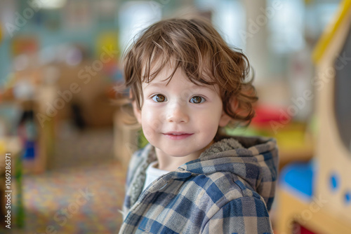 Young toddler boy in kindergarden child day care