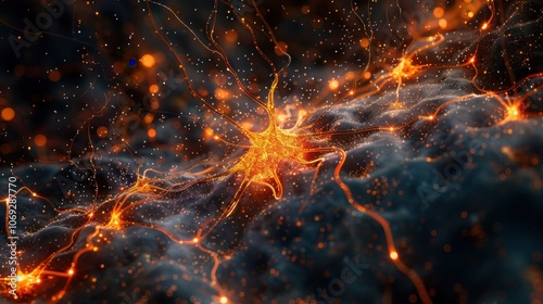 Wallpaper Mural A modern graphic of brain cells, focusing on the complexity of neural networks Torontodigital.ca