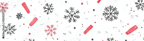 Create a handdrawn christmas background featuring snowflakes and festive elements for your holiday projects