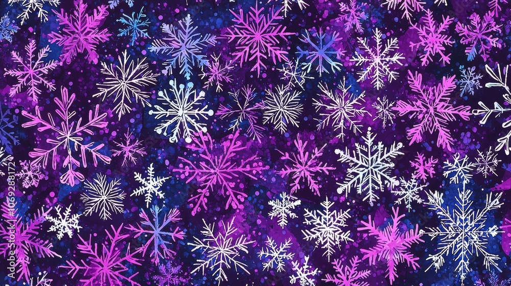Create a magical handdrawn christmas background featuring vibrant snowflakes on a winter wonderland canvas Create a magical handdrawn christmas background featuring vibrant snowflakes on a winter wonderland canvas