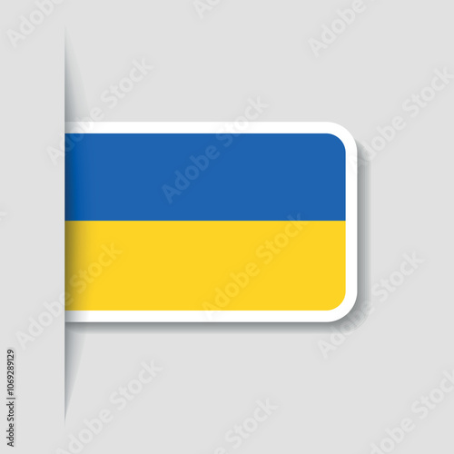 Bookmark in the colors of the Ukrainian flag. Vector on a gray background