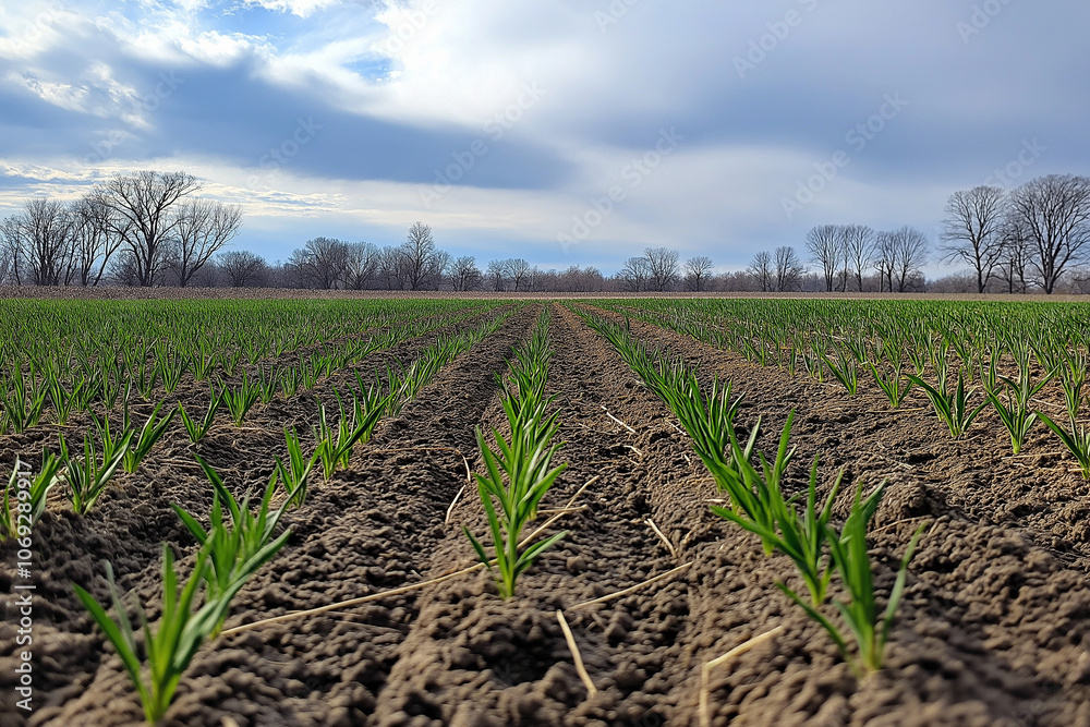 Hearty Barley Sprouting in Fields at Hearty Barley Sprouting in Fields at