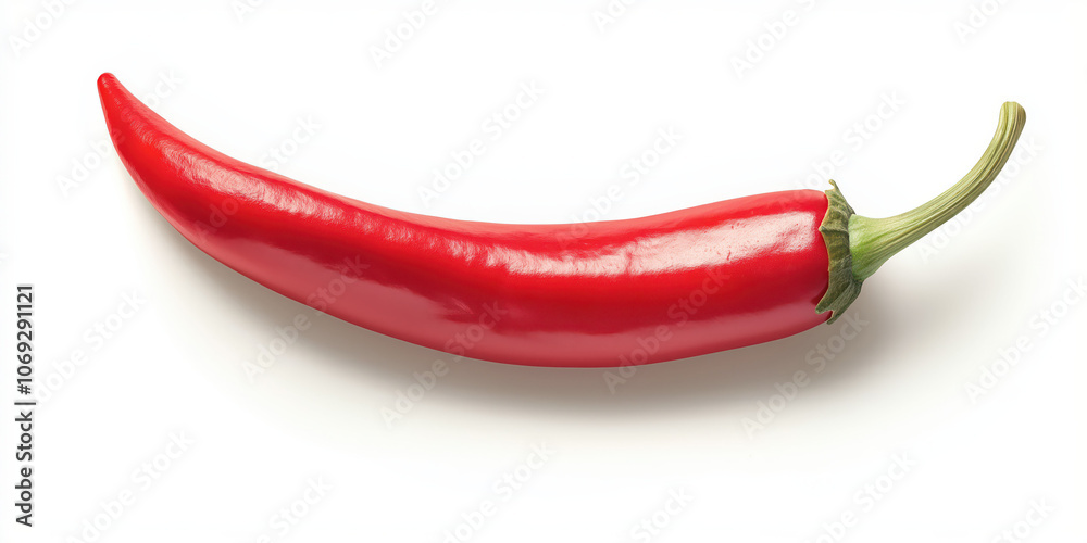 Vibrant red chili pepper on white background for culinary and food art concepts
