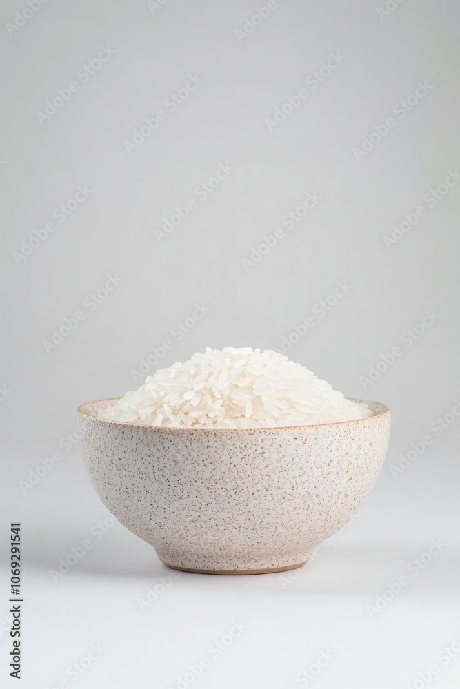 Closeup of a ceramic bowl filled with white rice Closeup of a ceramic bowl filled with white rice