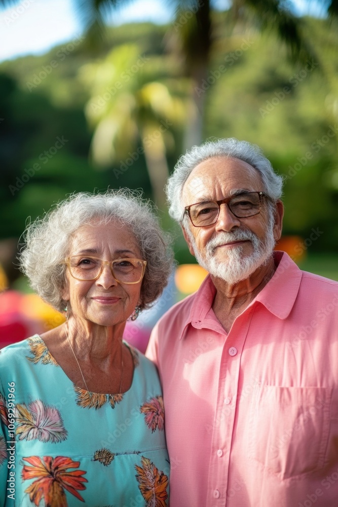 Cheerful senior couple enjoying nature together Cheerful senior couple enjoying nature together