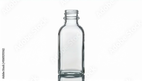 a clear glass bottle on White background PNG