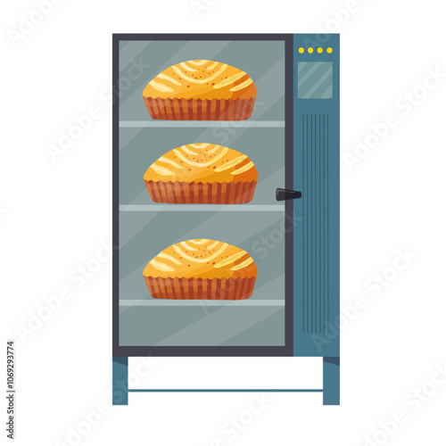 Oven for baking bread, cake, loaf, rolls, bakery, vector illustration