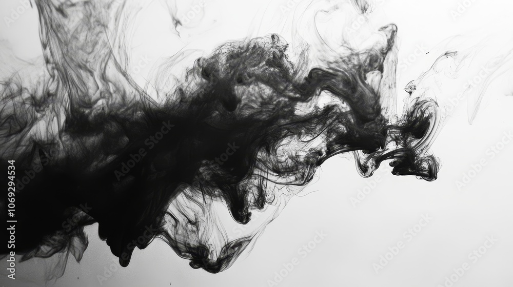 This image showcases dynamic black ink swirling in water, forming captivating abstract patterns, evoking a sense of mystery and fluidity in its design. This image showcases dynamic black ink swirling in water, forming captivating abstract patterns, evoking a sense of mystery and fluidity in its design.