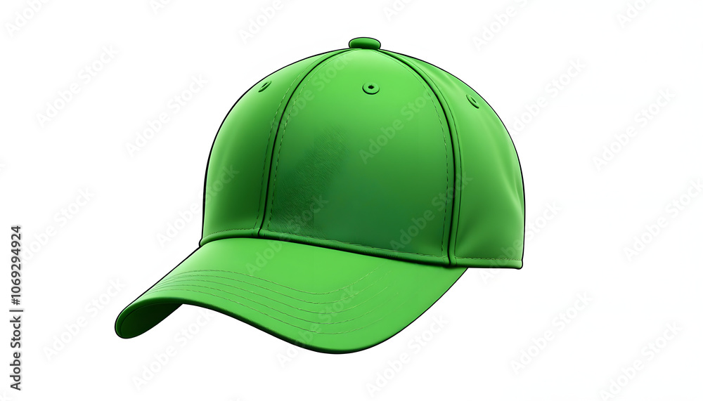 Green baseball cap mockup, Cutout isolated with white highlights, png Green baseball cap mockup, Cutout isolated with white highlights, png