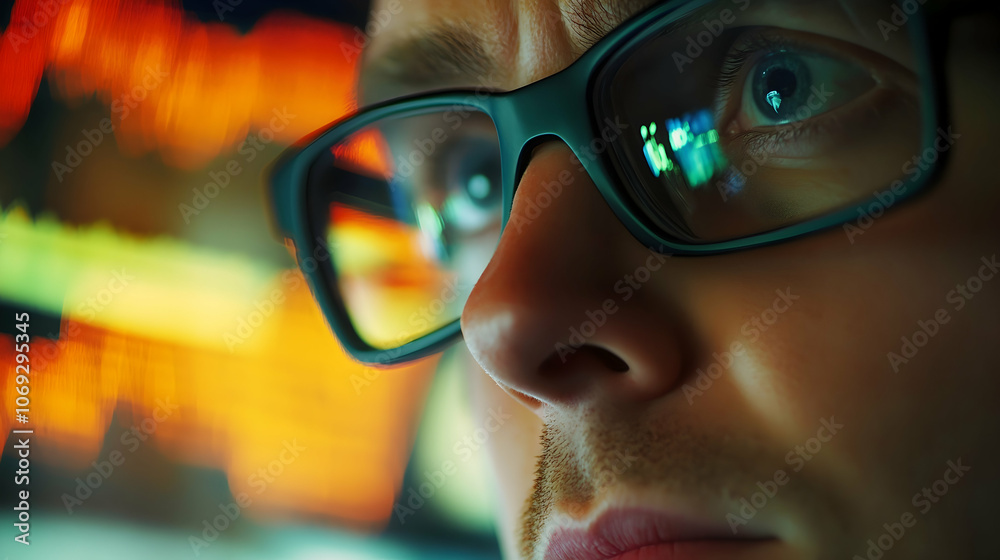 Day trader intently watching market charts to capitalize on short-term price movements Day trader intently watching market charts to capitalize on short-term price movements