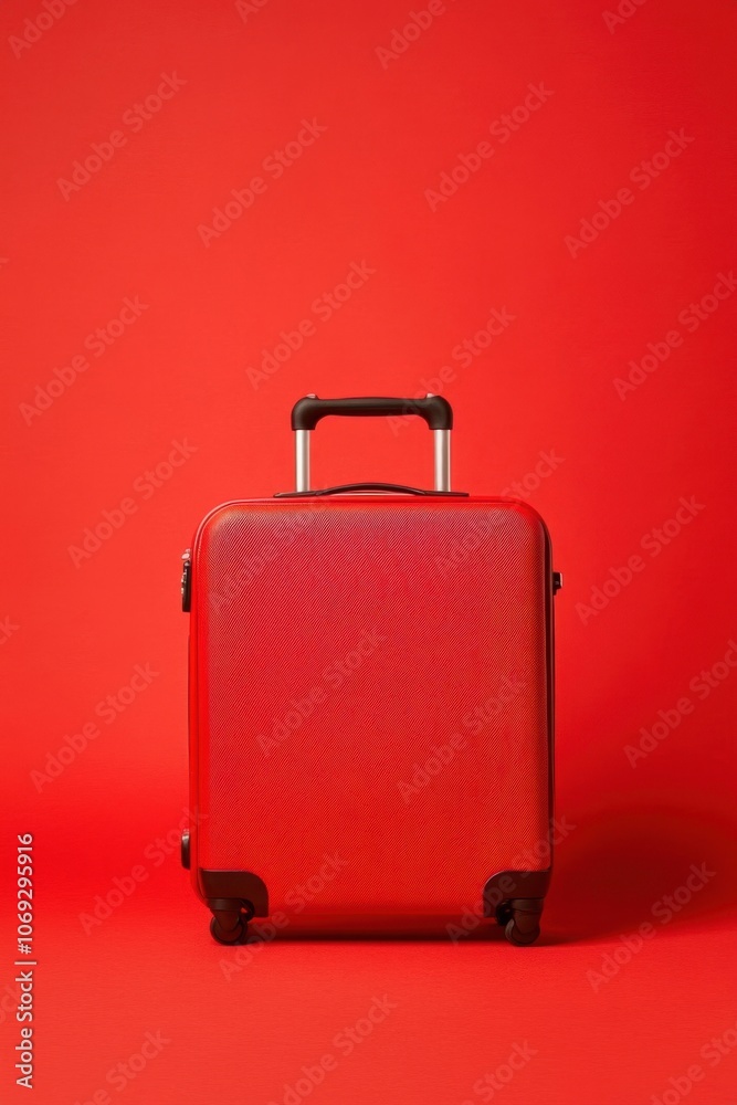 Vibrant red suitcase on a solid color background Vibrant red suitcase on a solid color background