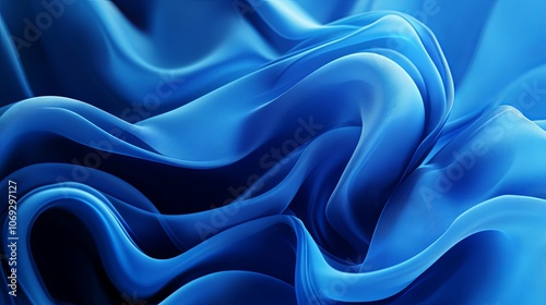 Abstract Blue Fabric Texture Background - Smooth Flowing Silk Material