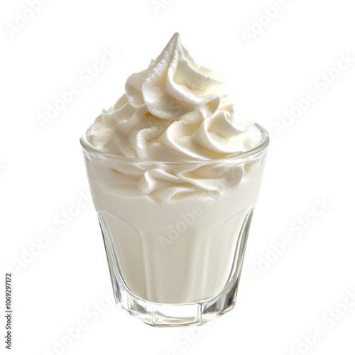 Creamy whipped topping in a glass cup served fresh