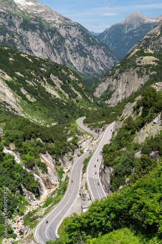 Mountain twists in the Swiss Alps. Grimselpass