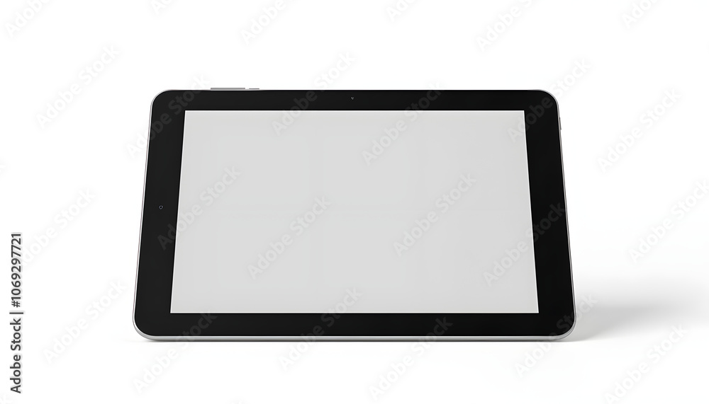 Photo 3D brandless tablet with empty screen isolated isolated with white highlights, png Photo 3D brandless tablet with empty screen isolated isolated with white highlights, png