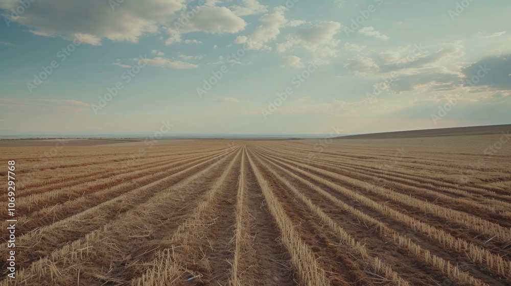 Serene landscape of an empty abandoned field during autumn sunset Serene landscape of an empty abandoned field during autumn sunset