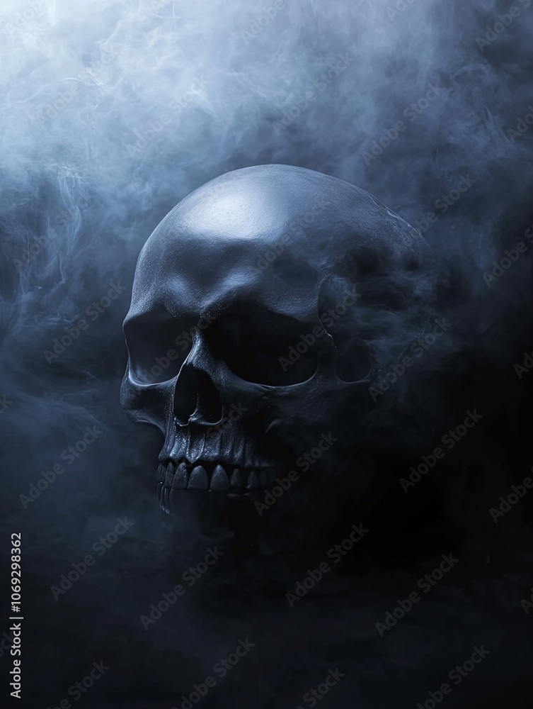 Human Skull in Smoke: A Dark and Mysterious Image