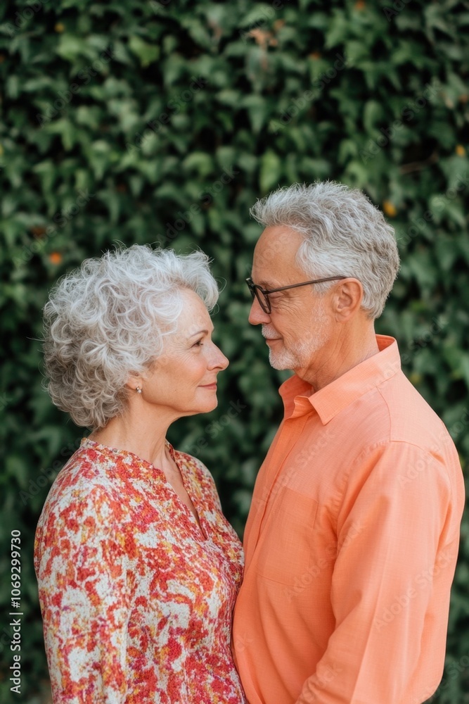 Affectionate senior couple enjoying nature together Affectionate senior couple enjoying nature together