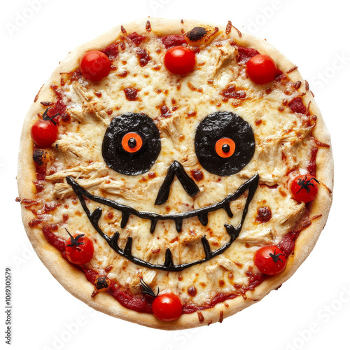 Funny face Halloween pizza design photo