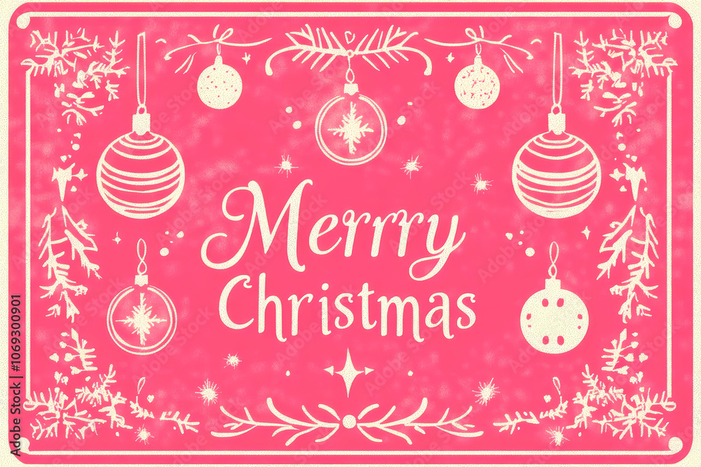 Naklejka premium Vintage Merry Christmas Greeting Card Design