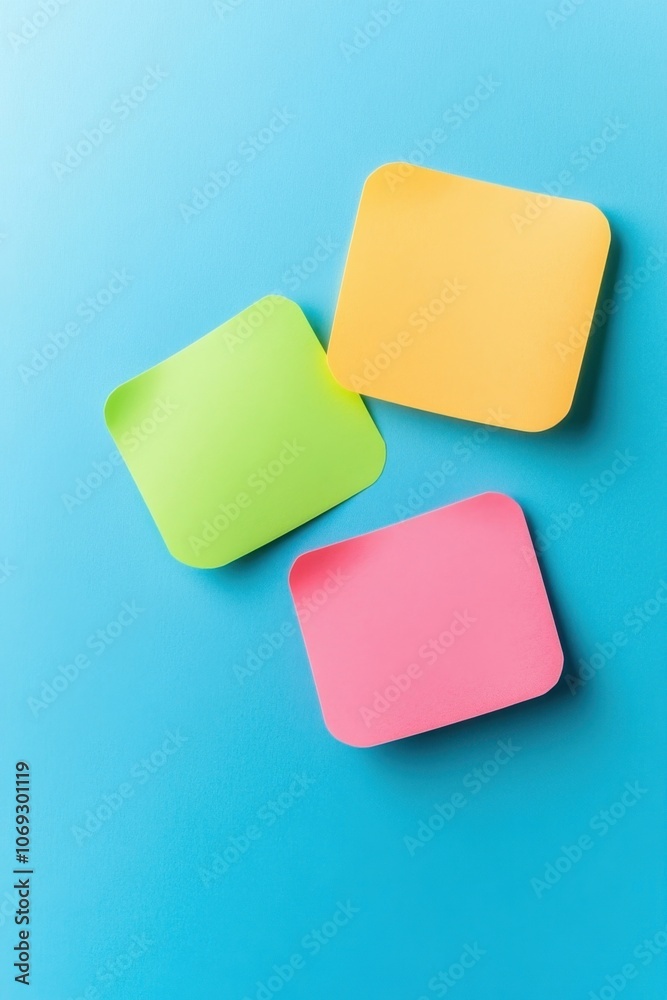 Vibrant colored geometric shapes on a blue background Vibrant colored geometric shapes on a blue background