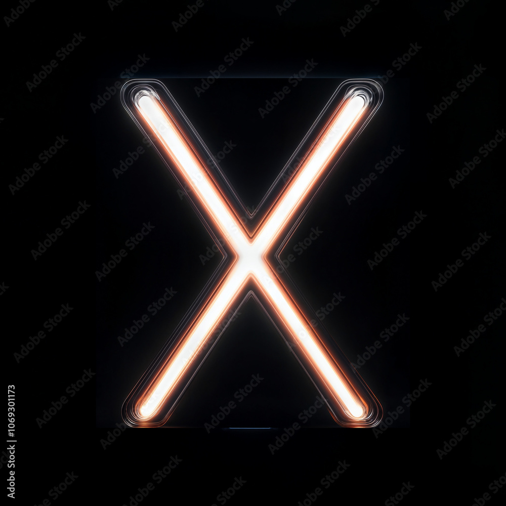 Alphabet neon letter, X Alphabet neon letter, X