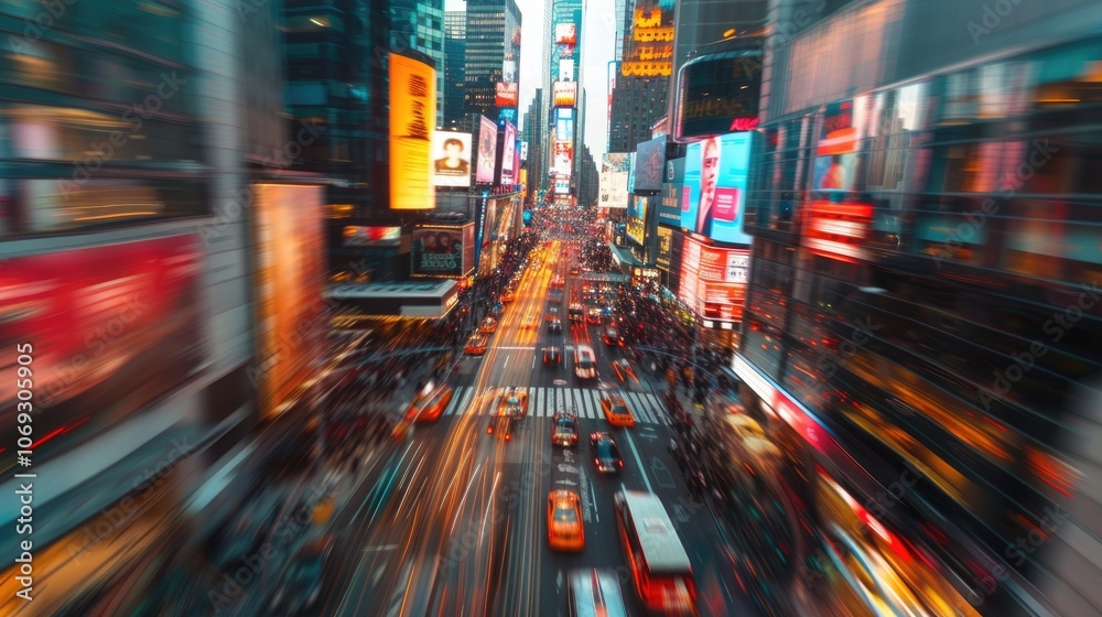 Vibrant urban life in a crowded cityscape at night Vibrant urban life in a crowded cityscape at night